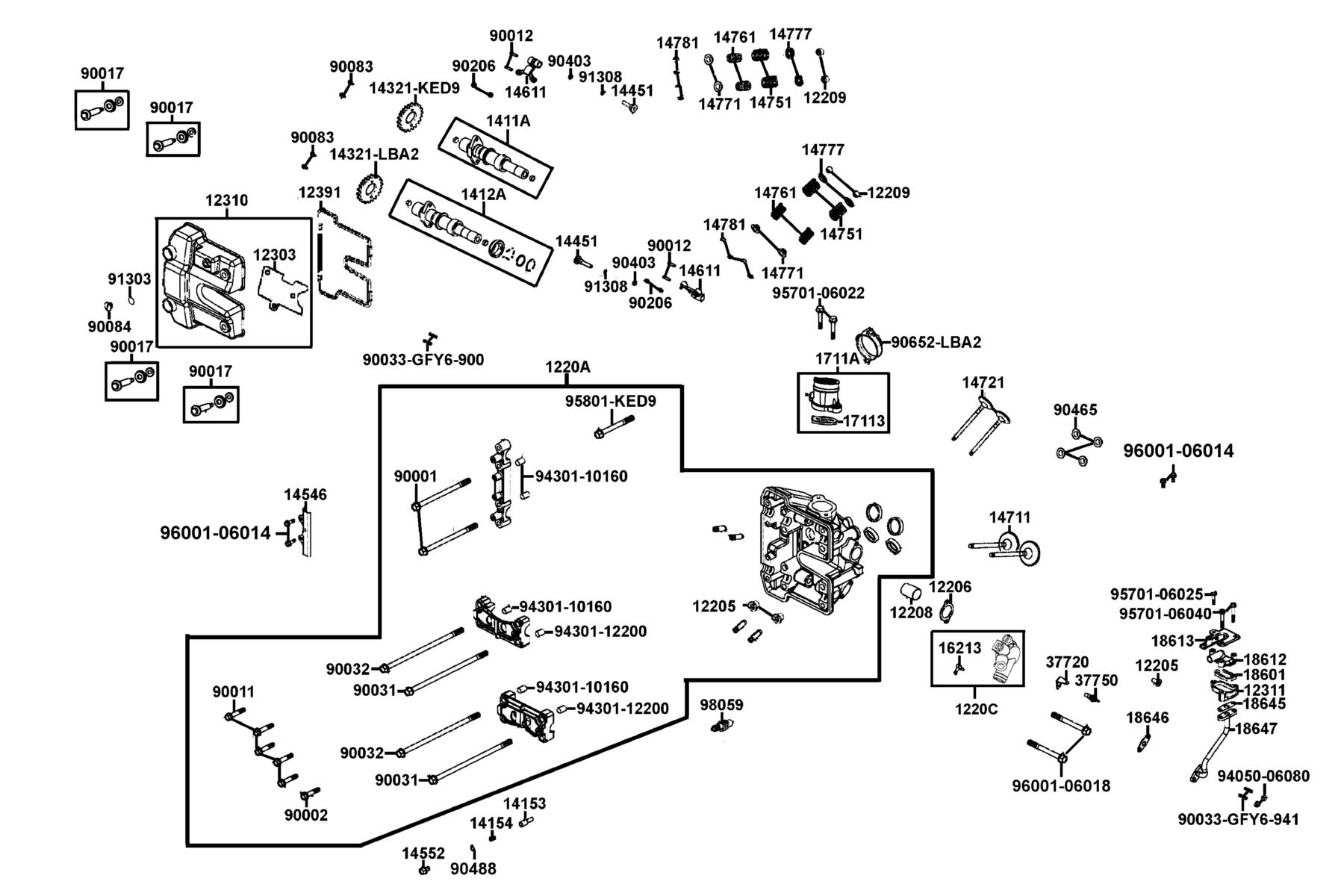 KYMCO MXU 500 (4*4 / IRS) (2009) Cylinder Head Cover and Cylinder Head parts diagram