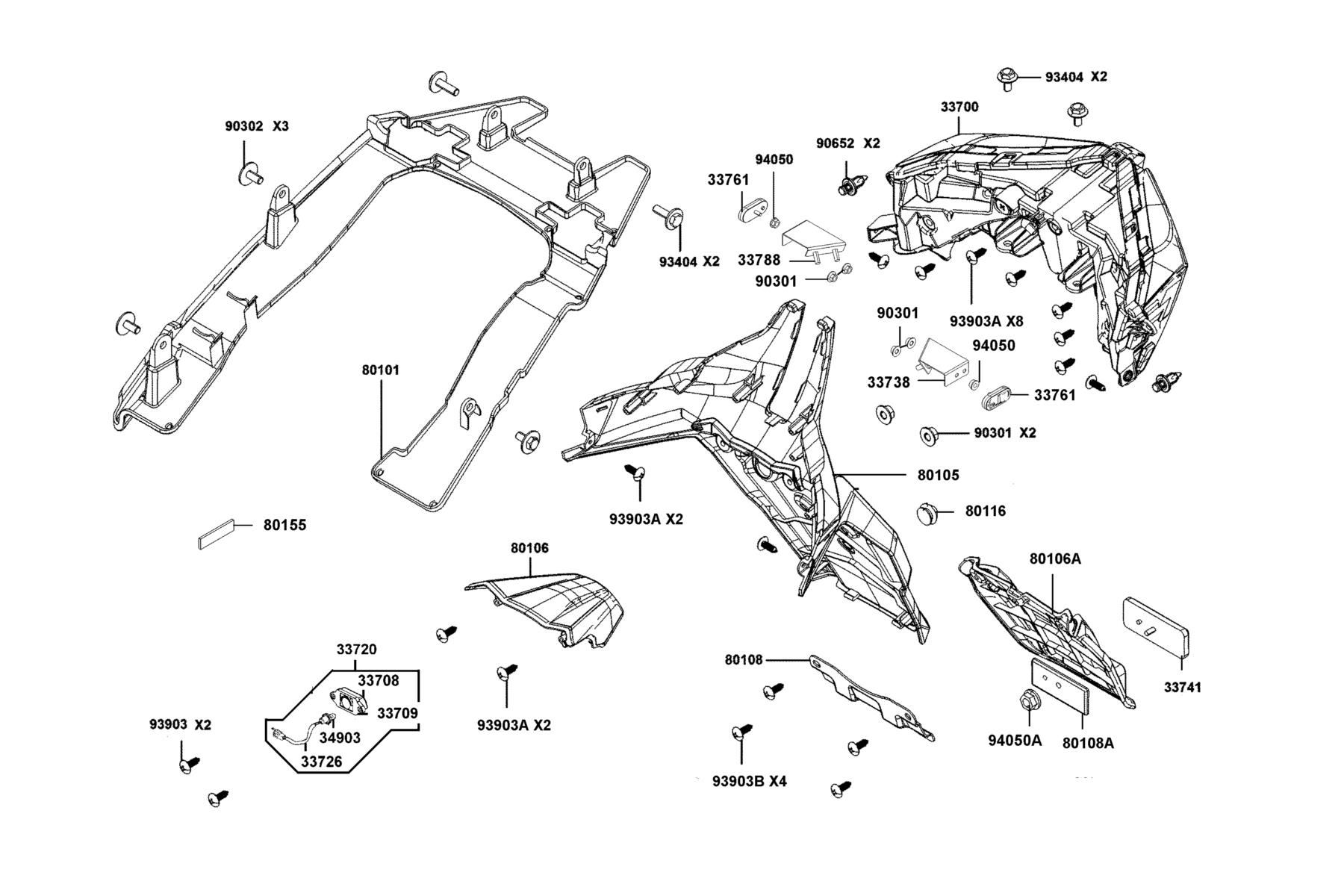 DOWNTOWN GT 125 Rear Light●Rear Fender parts diagram