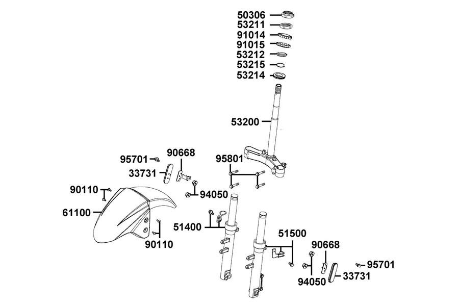 F06 Stem Steering and Front Cushion parts diagram