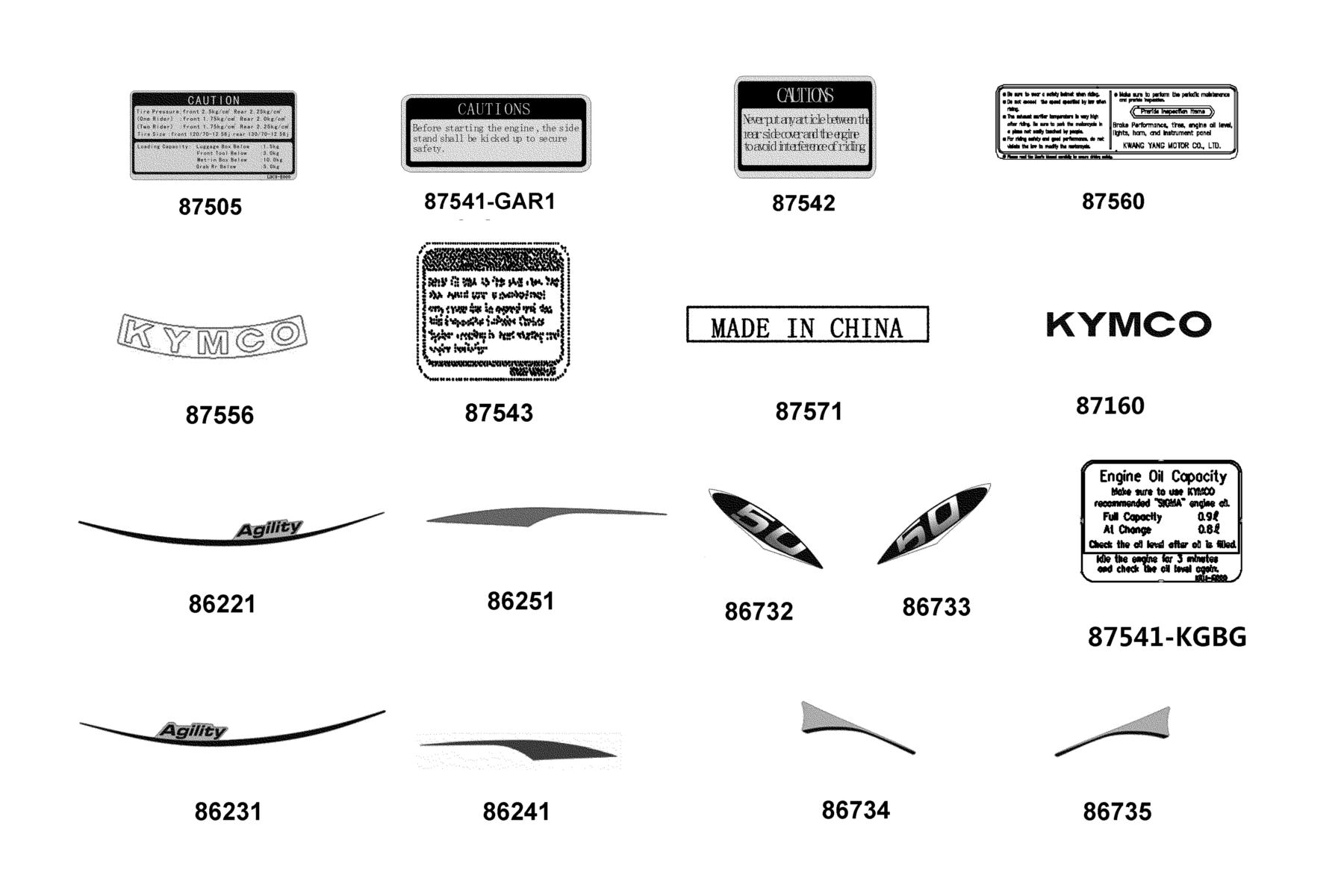 Agility 50(2022) Emblem ● Stripe parts diagram