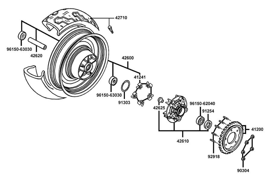 F12 Rear Wheel parts diagram