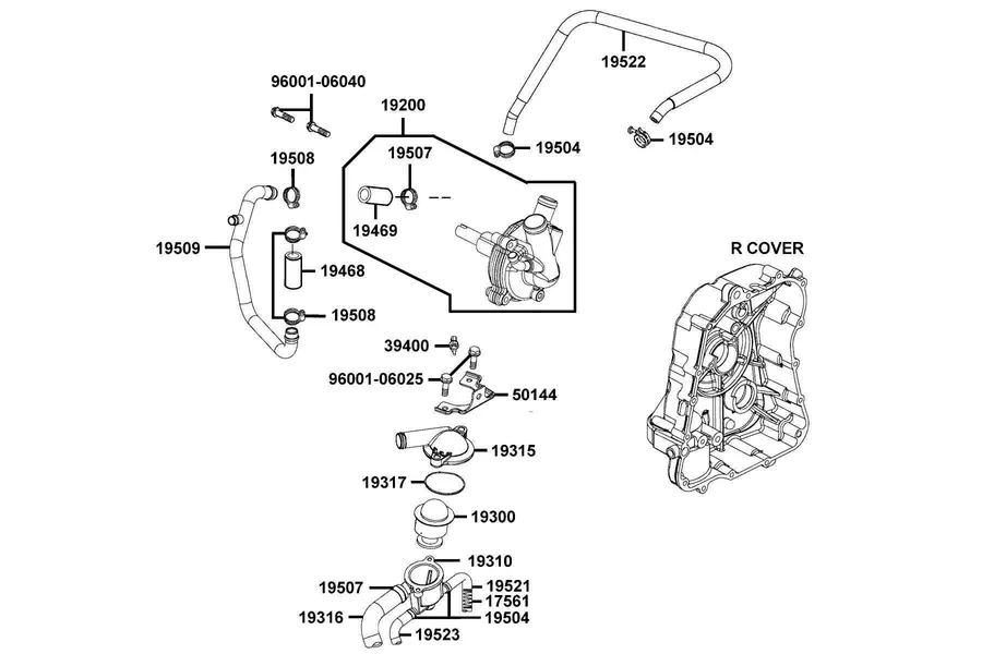 E07 Generator and Water Pump parts diagram