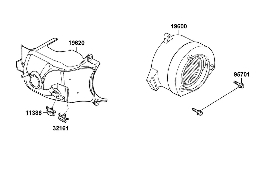 E01 Fan Cover and Shroud parts diagram