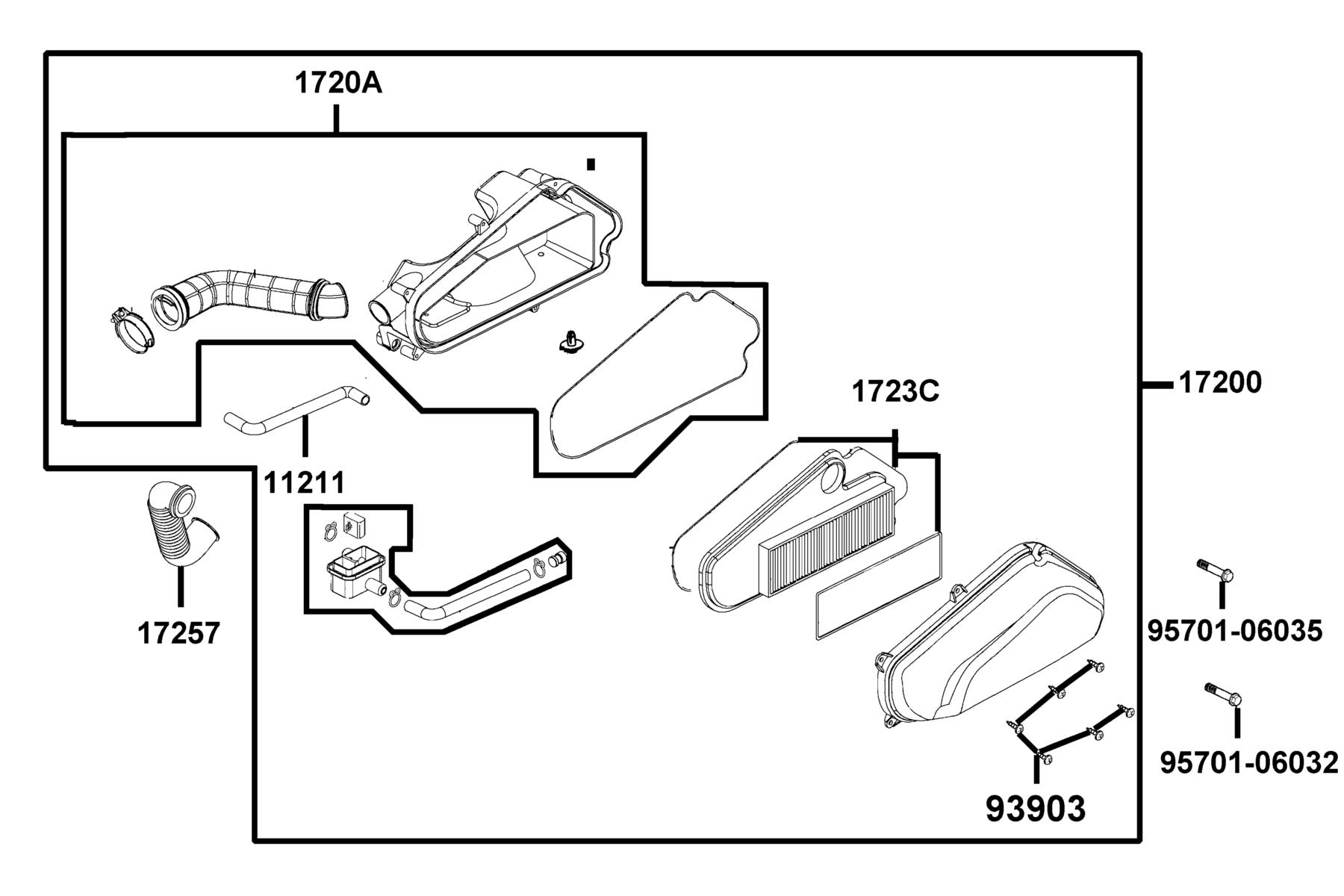 Agility 50(2016~) Air Cleaner parts diagram