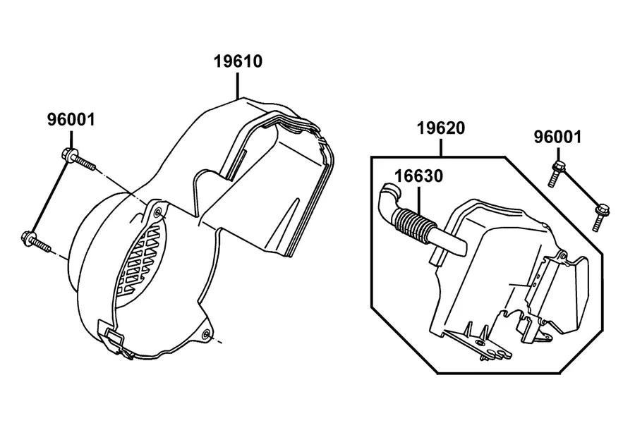E01 Fan Cover and Shroud parts diagram