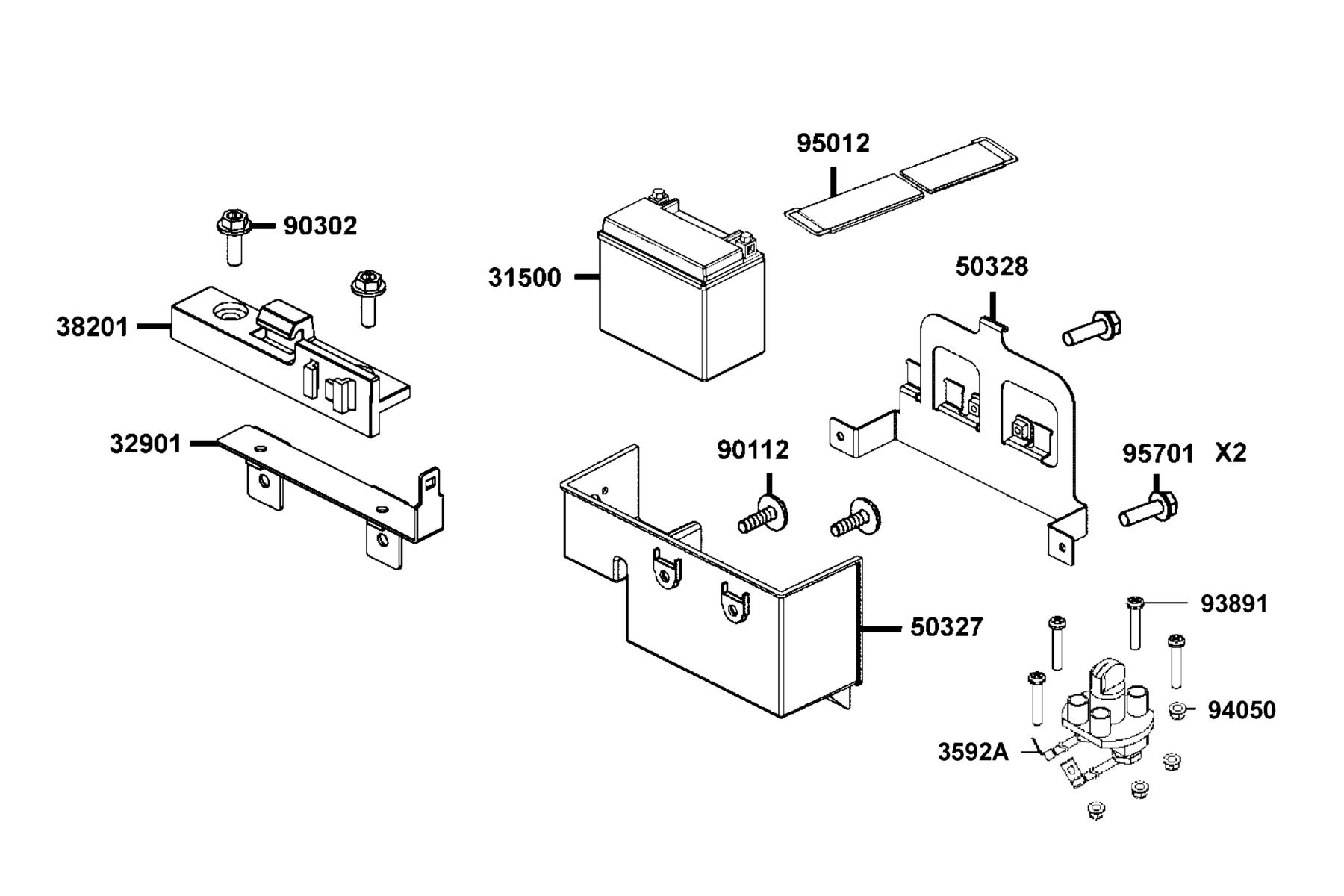 MXU 700(2020) Battery parts diagram