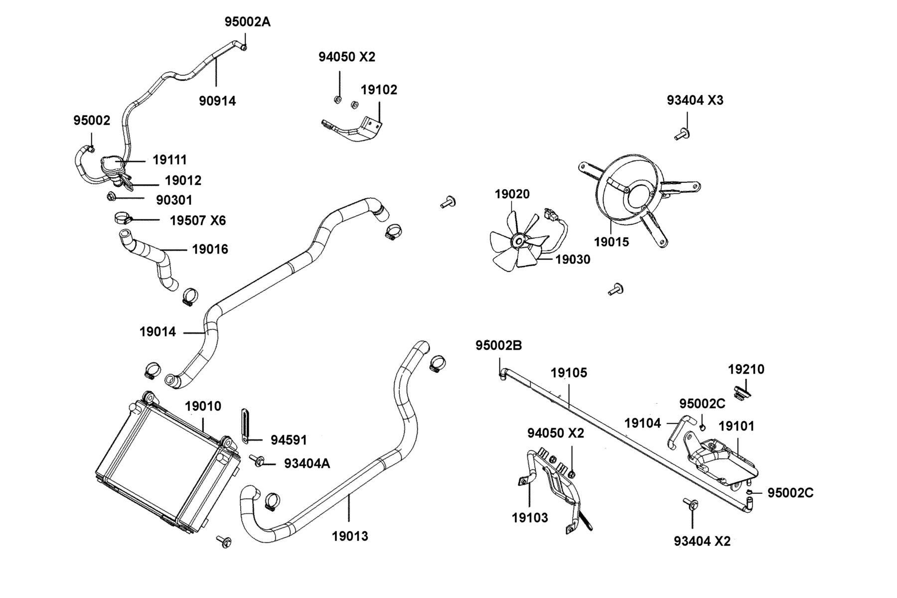 DOWNTOWN GT 125 Radiator parts diagram