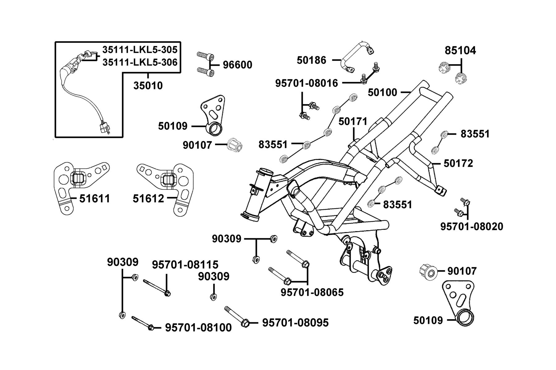K-PIPE 125(2016~) Frame Body parts diagram