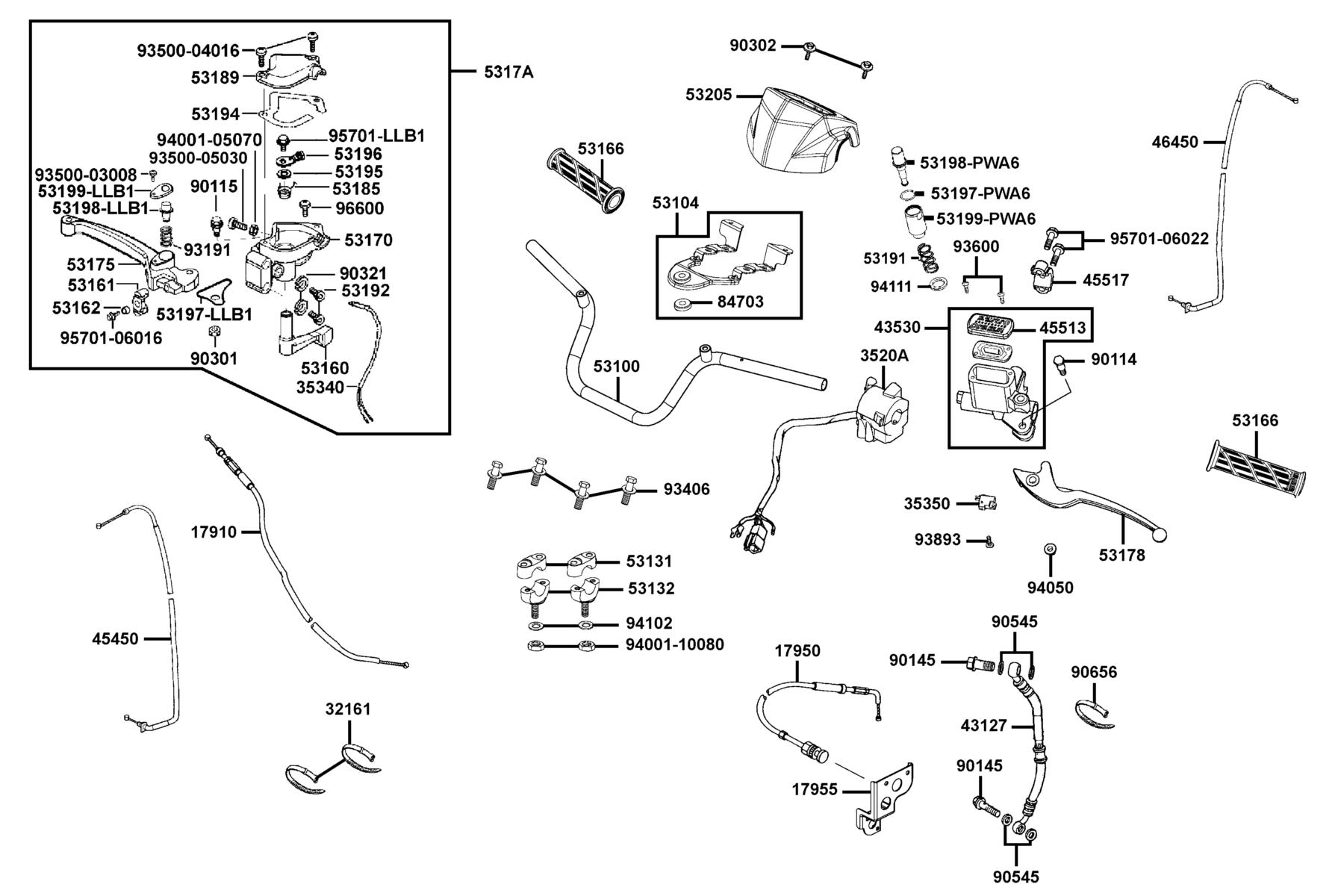 MXU 150(2019) Handle Steering parts diagram