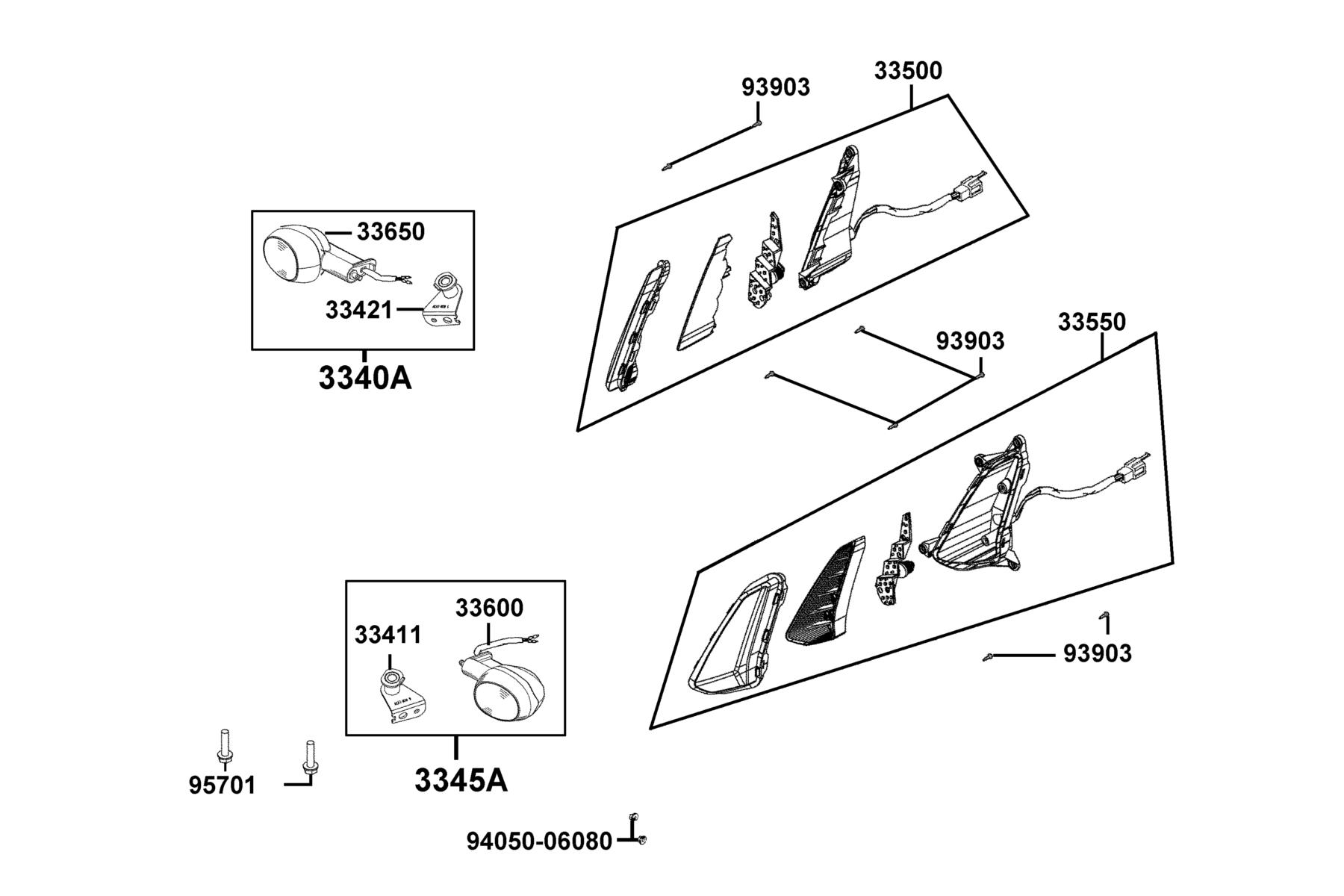 Like 150i Noodoe ABS (2023) Front Winker parts diagram