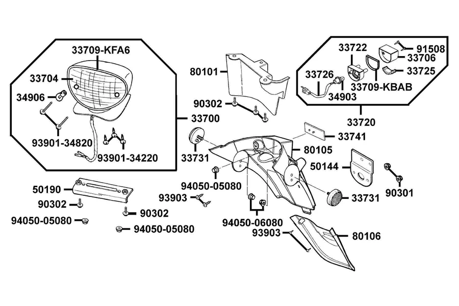 F19 Rear Light and Rear Fender parts diagram
