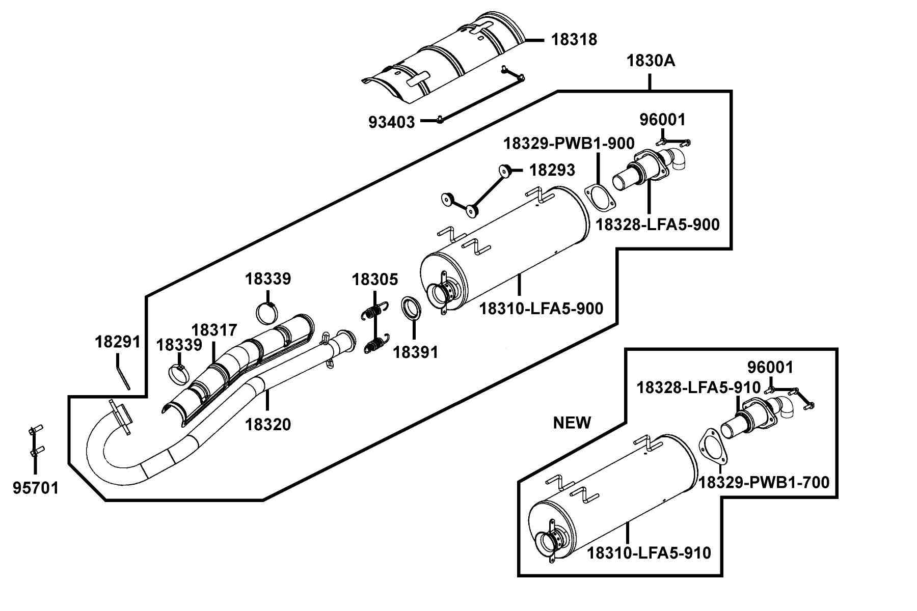 KYMCO MXU 375 2009 - 2011 Exhaust Muffler parts diagram