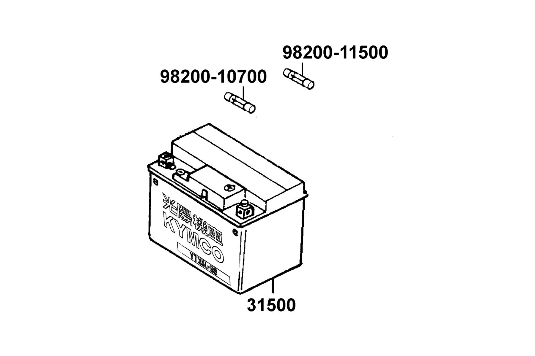 KYMCO SUPER 9 (2003-2004) Battery parts diagram