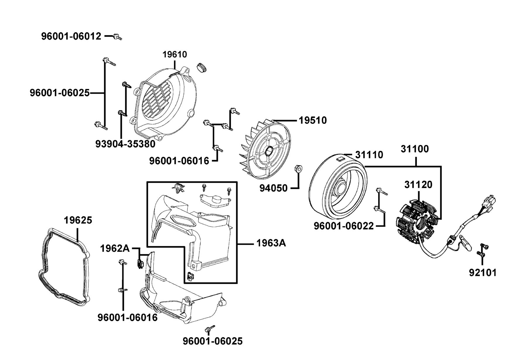 SUPER 8 R Fan Cover ● Generator parts diagram