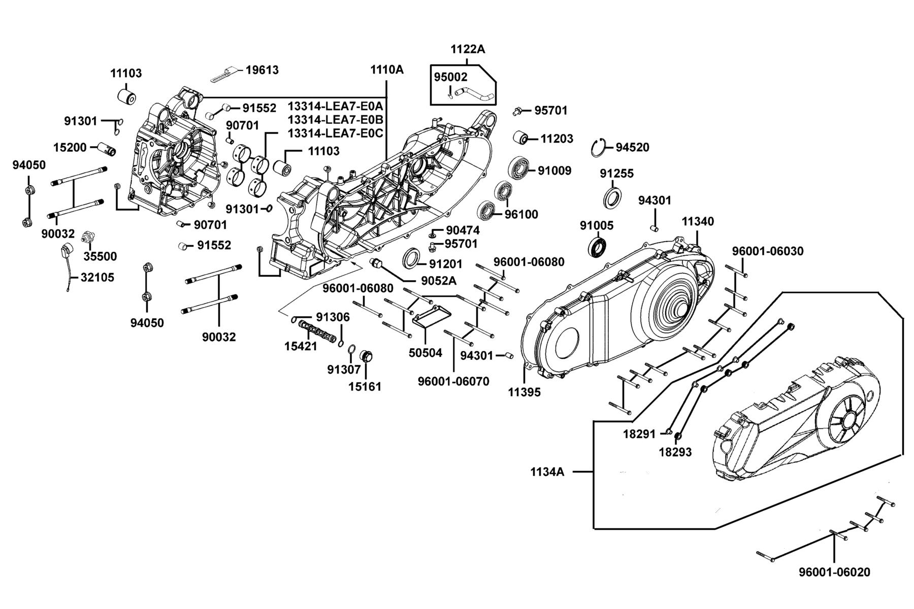 PEOPLE GTi 300 (2016~) Crank Case parts diagram