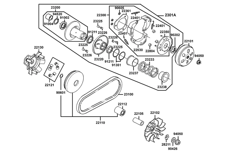 E05 Pulley parts diagram