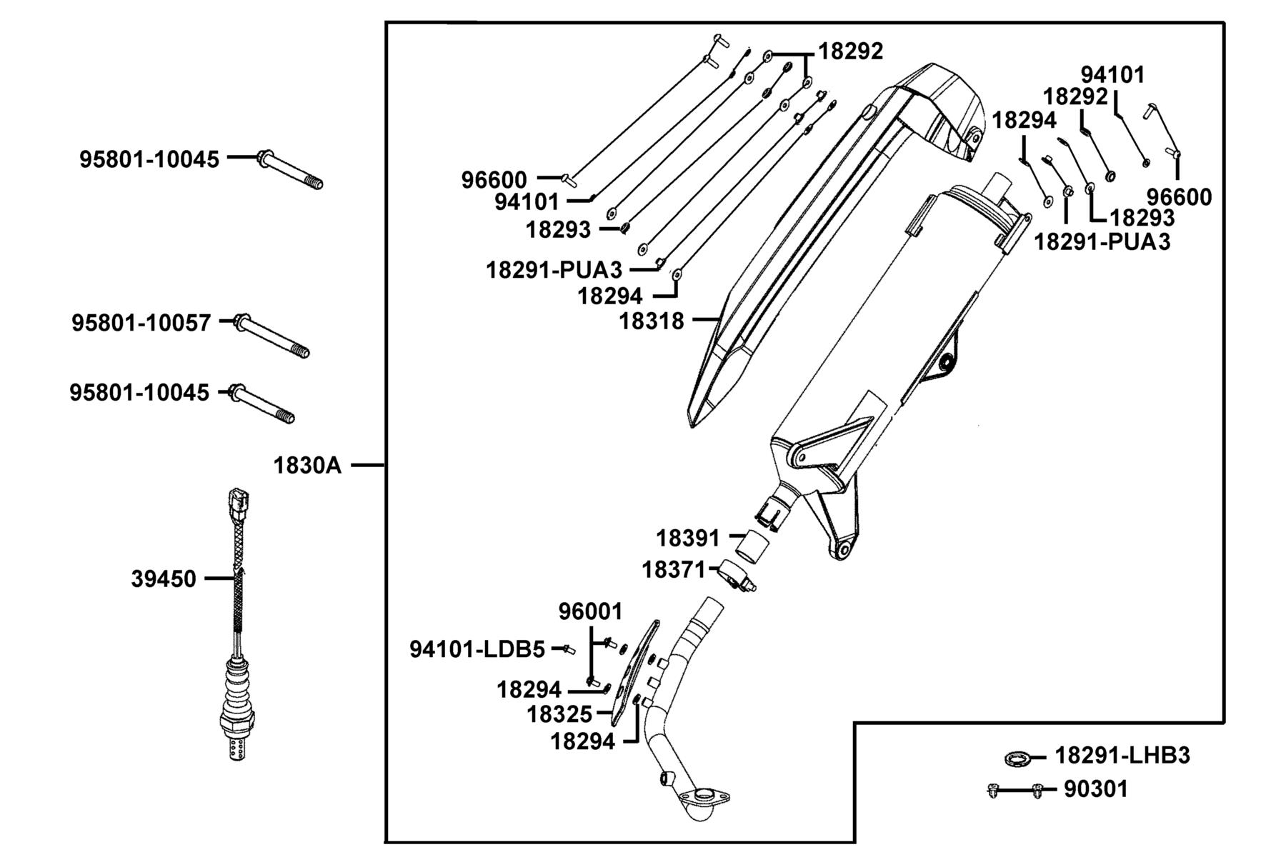 X-TOWN 300（2018） Exhaust Muffler parts diagram