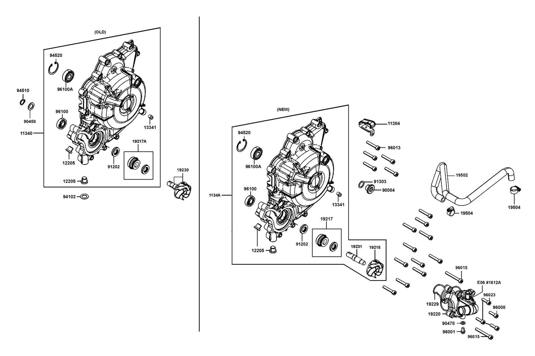 CV3 Left Side Cover●Water Pump parts diagram