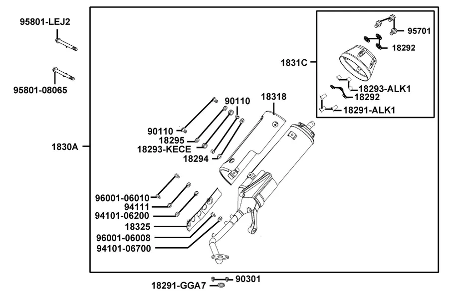 F14 Exhaust Muffler parts diagram