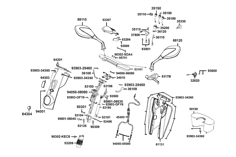 F02 Handle Steering parts diagram