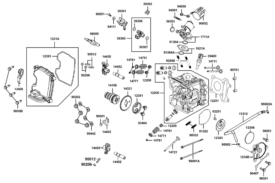 E02 Cylinder Head parts diagram