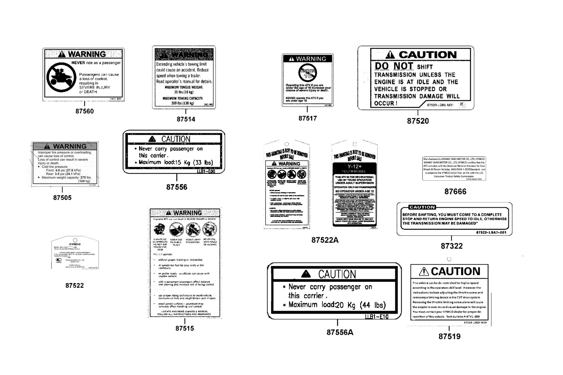 MXU 150X 2025MY EPA Caution Label parts diagram