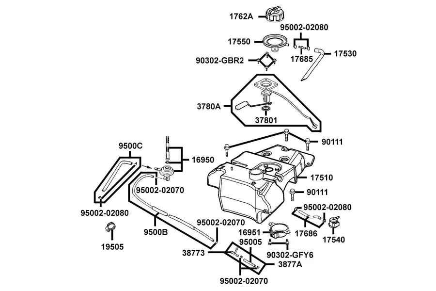 F10 Fuel Tank parts diagram