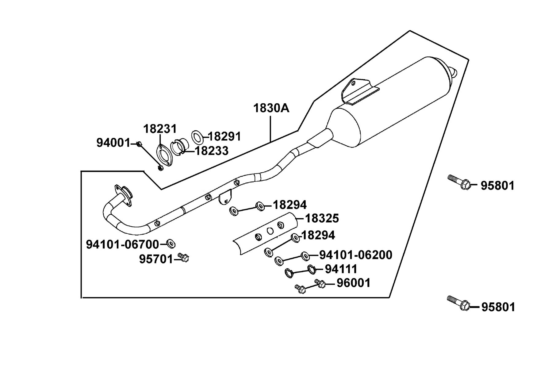 KYMCO MXU 150 (2010-2015) Exhaust Muffler parts diagram