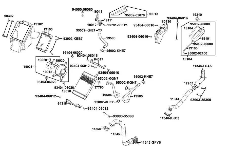 F24 Radiator parts diagram