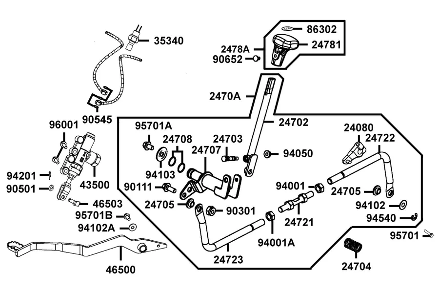 F15 Fwd / Rev Shift Assy and Master Cylinder Rear parts diagram