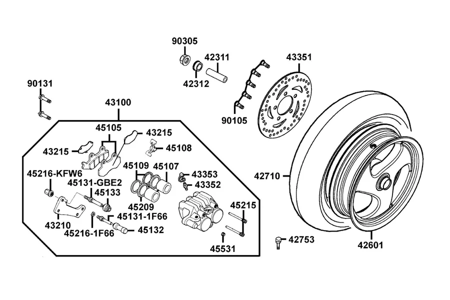 F08 Rear Wheel parts diagram