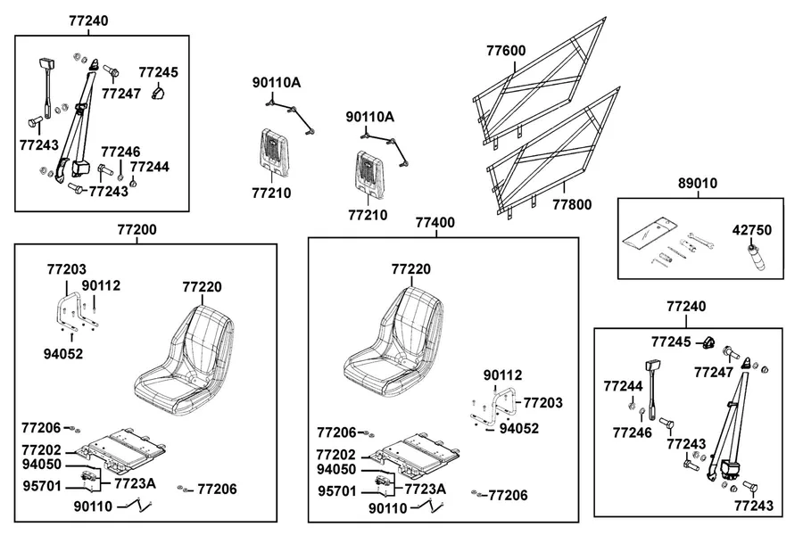 F09 Seat parts diagram