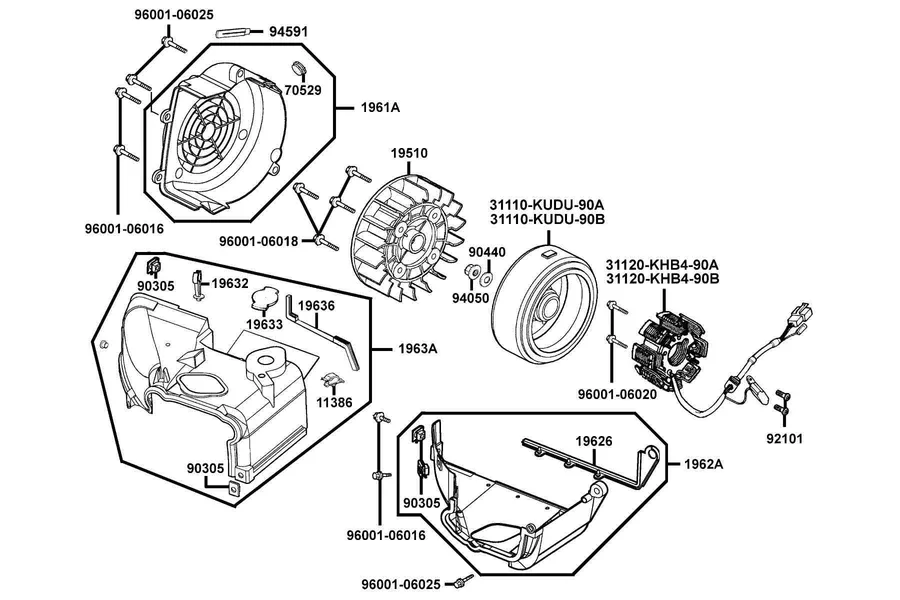E07 Fan Cover and Generator parts diagram