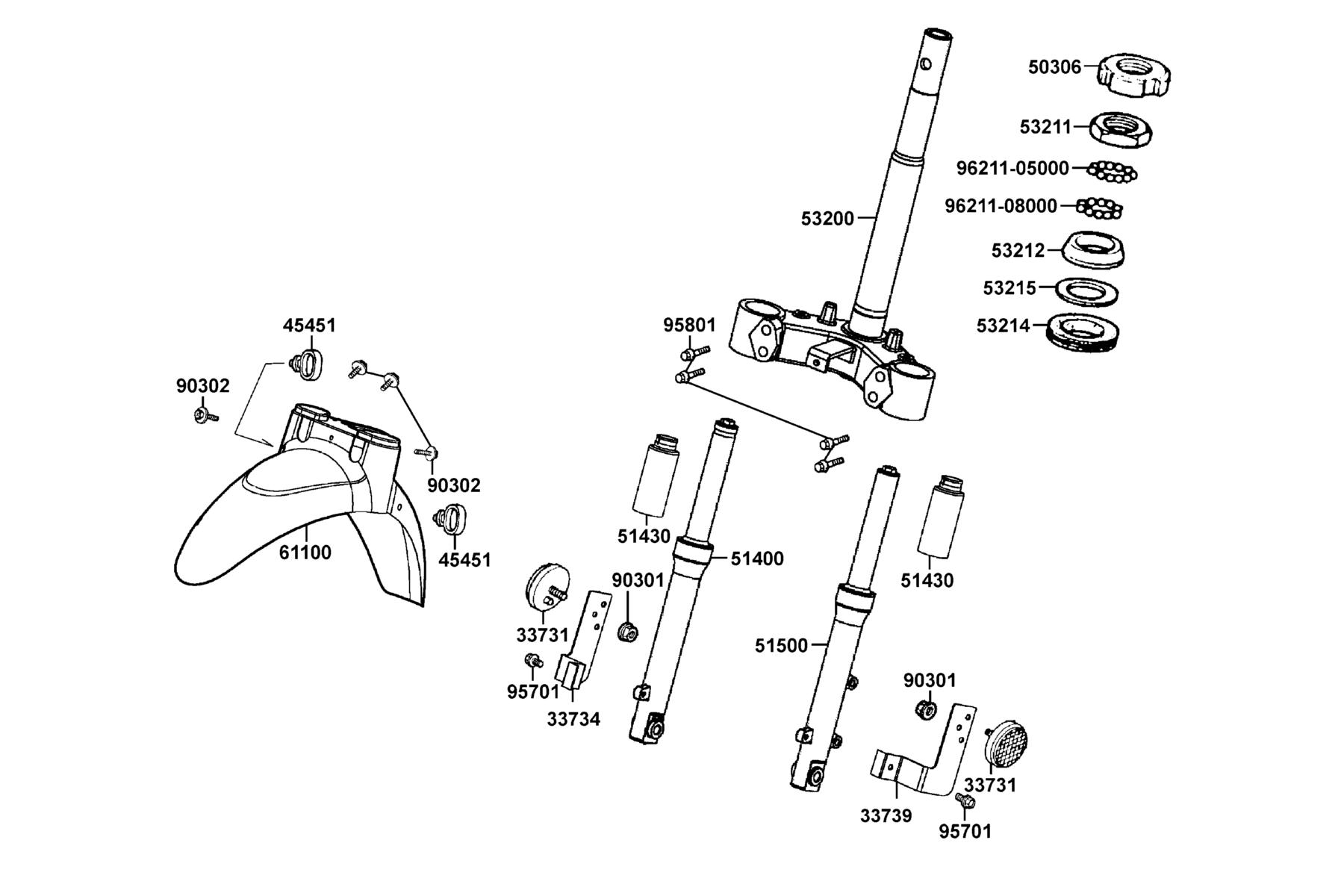 KYMCO PEOPLE 150 (2002-2008) Front Fork and Front Cushion parts diagram