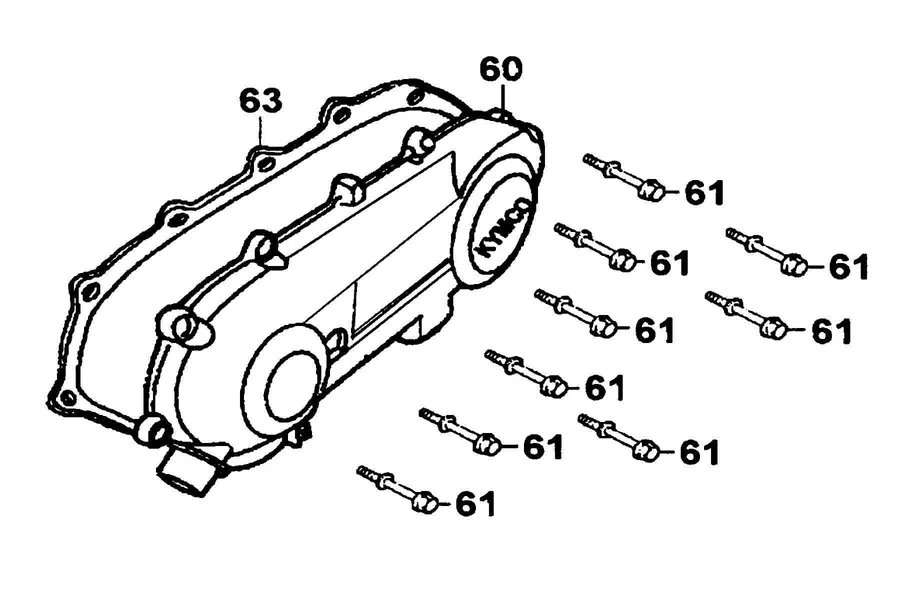 E05 Left Crankcase Cover parts diagram