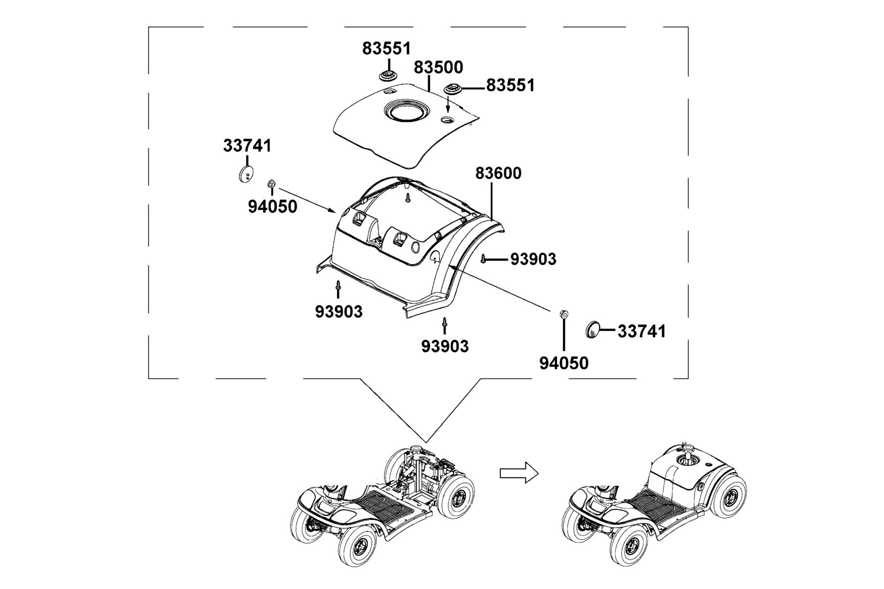 KYMCO SUPERIOR X " (2018) Body Cover parts diagram