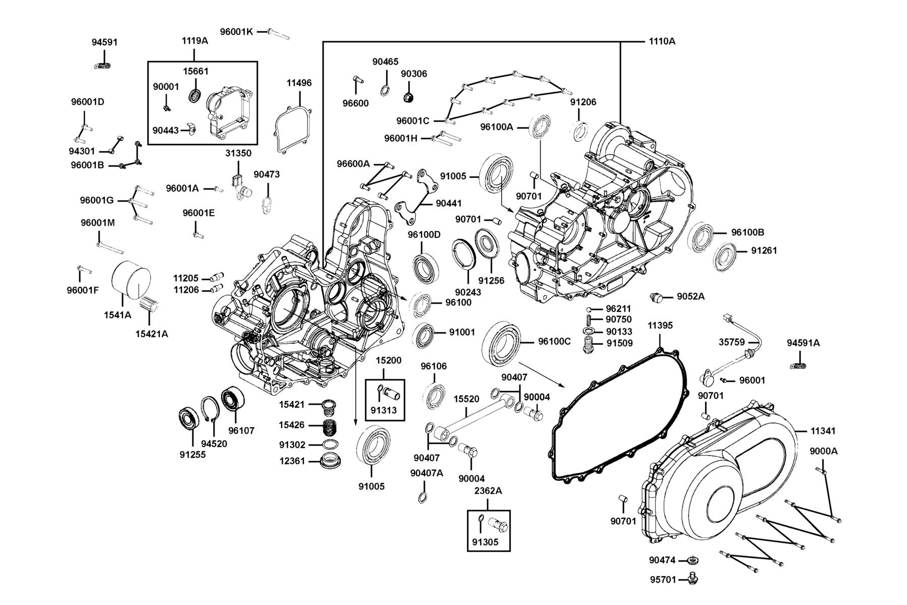KYMCO UXV 500i G (Off Road) (2015+) Crank Case parts diagram