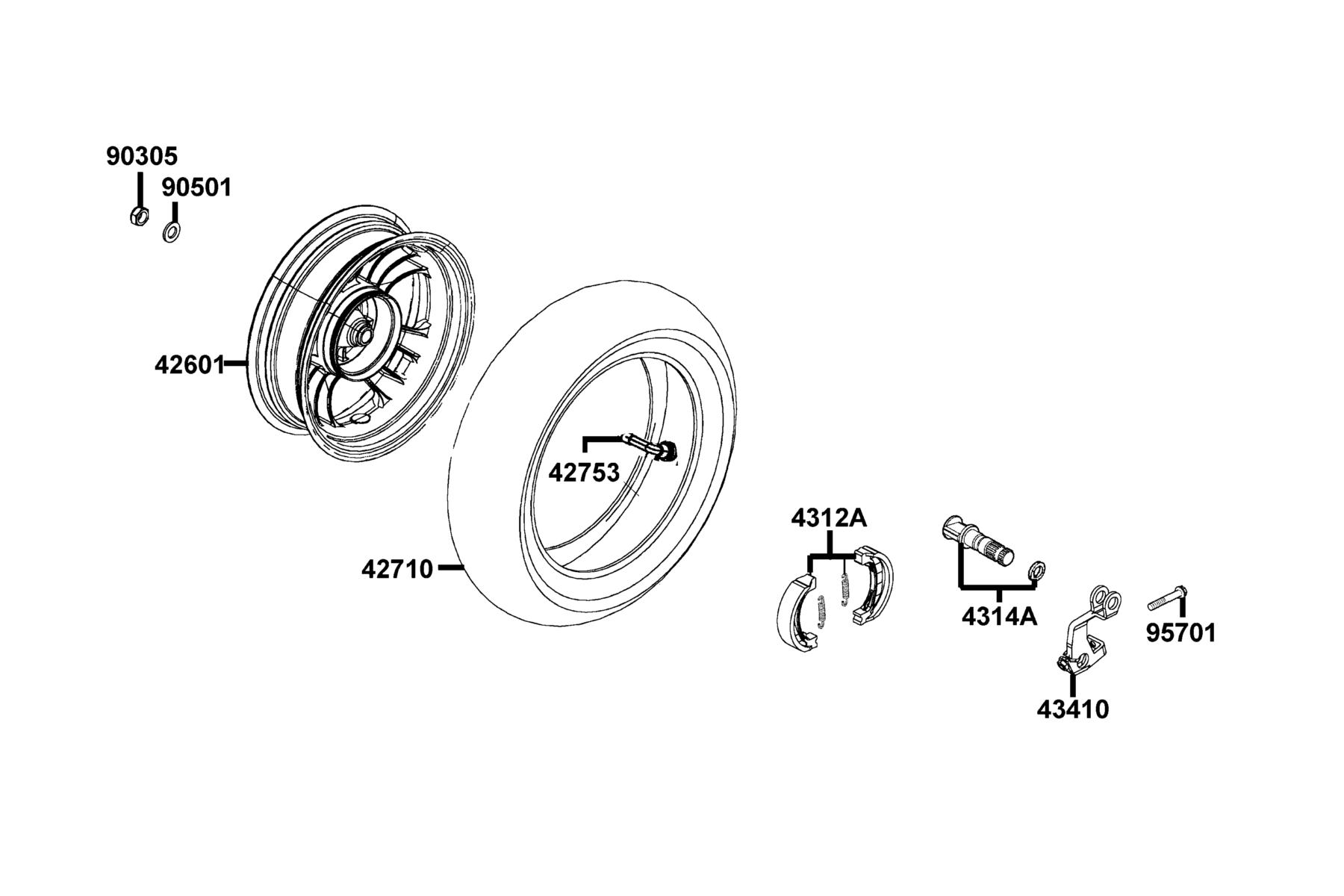LIKE 50 LX(2012~) Rear Wheel parts diagram