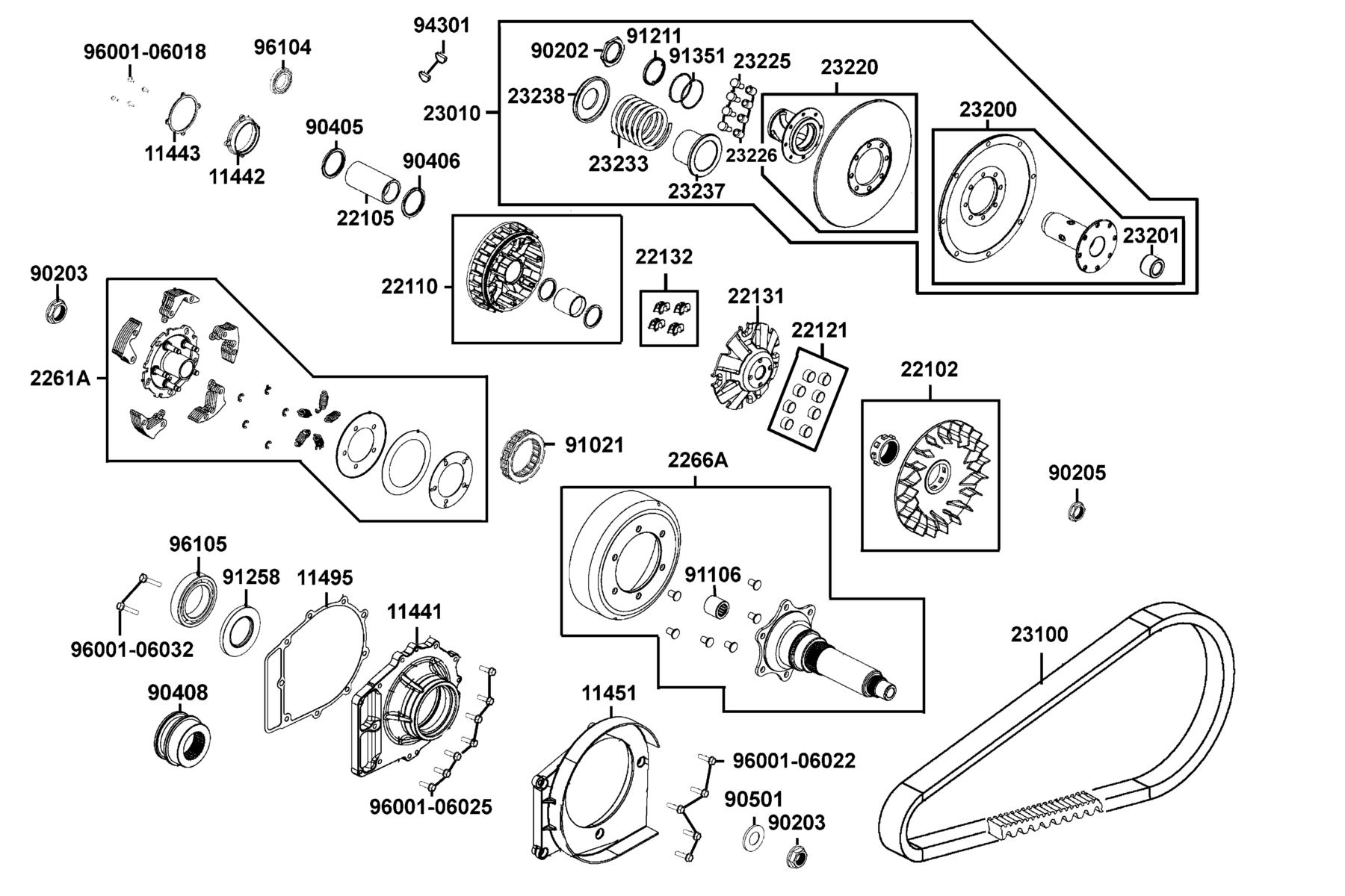 UXV 500i HE (2016~) Drive Pulley parts diagram