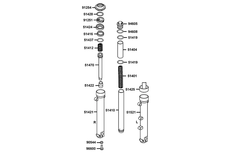 F22 Separated Parts Of Fr Fork parts diagram