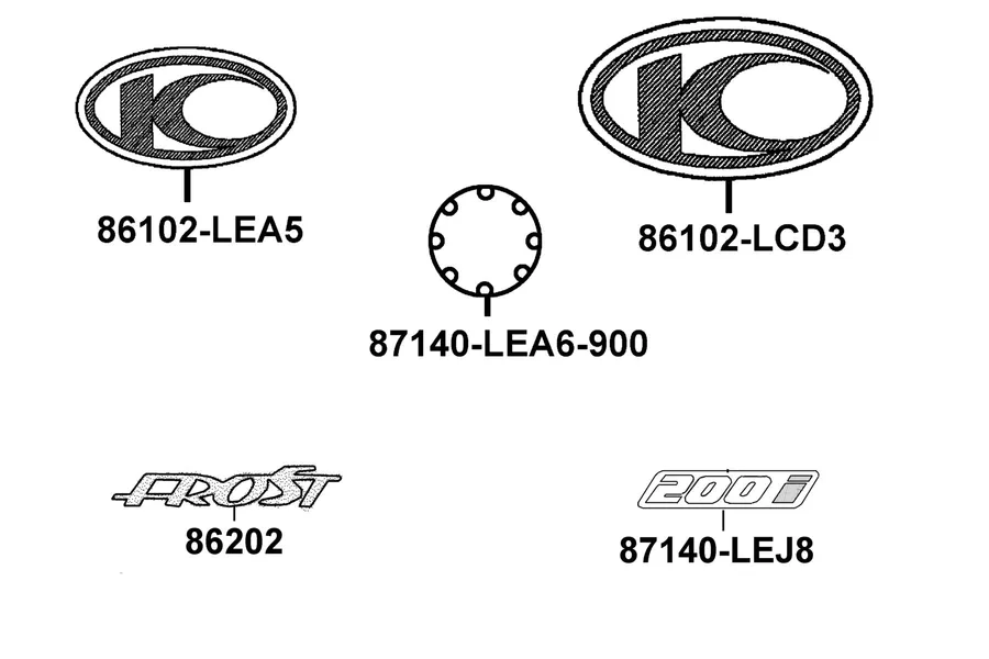 F25 Emblem and Stripe parts diagram