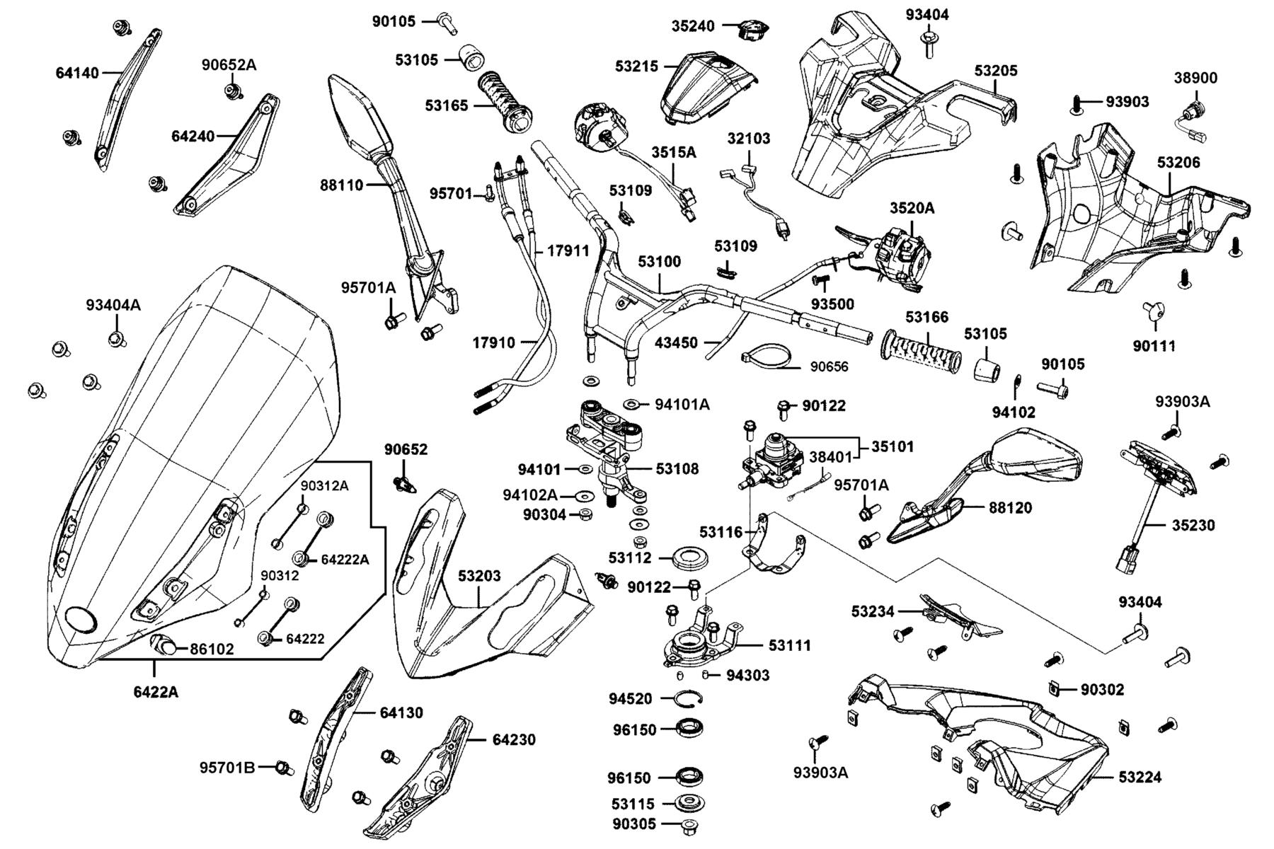 CV3 Handle Steering●Handle Cover parts diagram