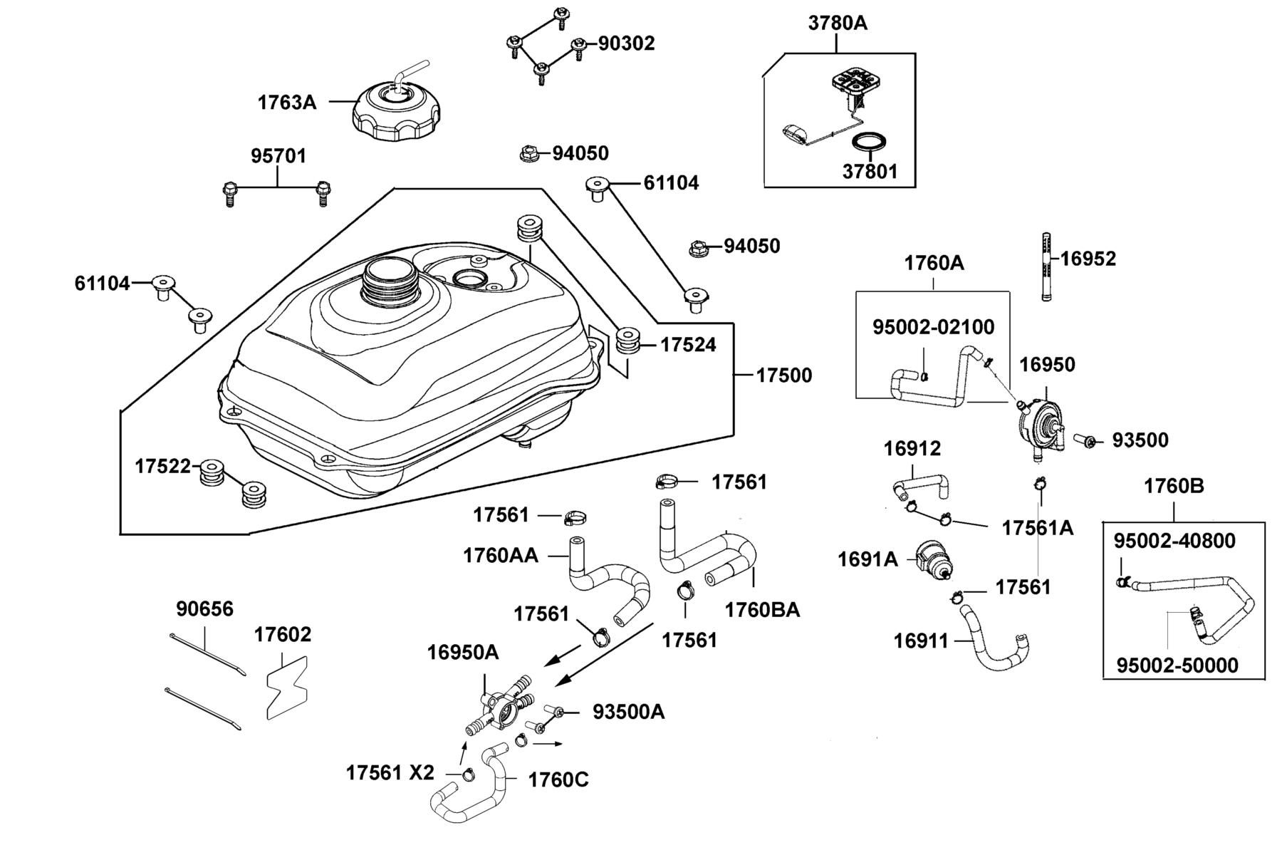MXU 150 2026 EPA Fuel Tank parts diagram