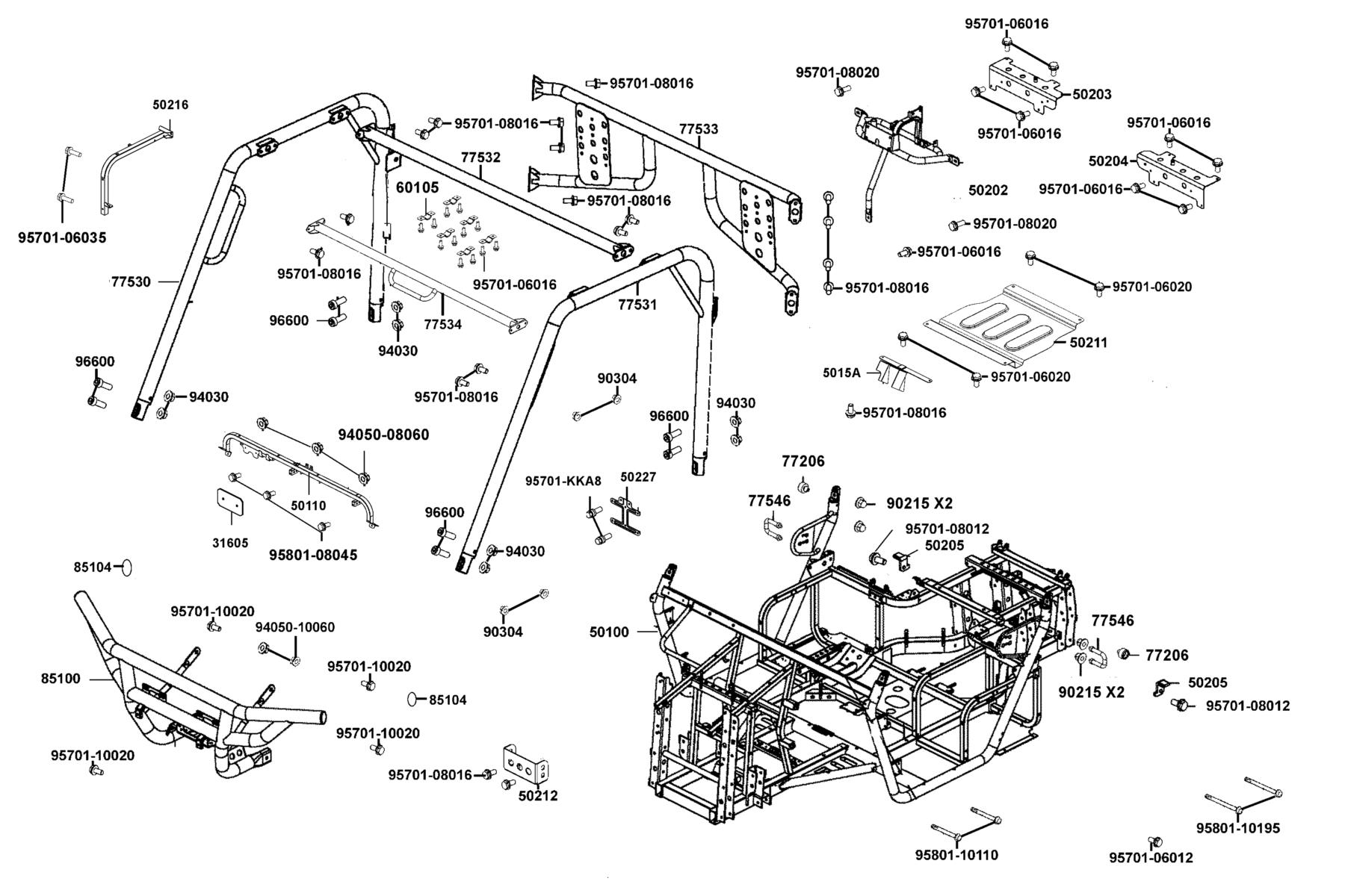 UXV 700i LE (2023MY) Frame Body parts diagram