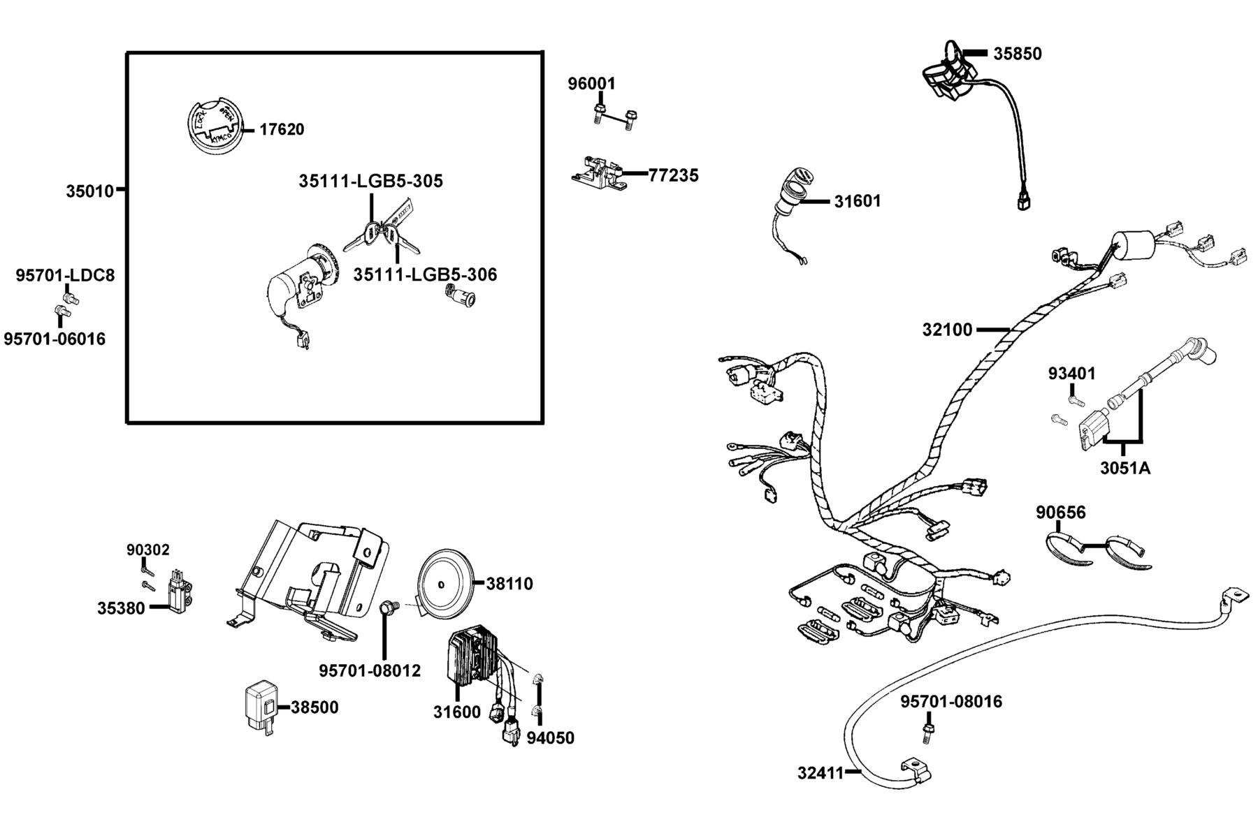 LIKE 200(2010~) Wire Harness parts diagram