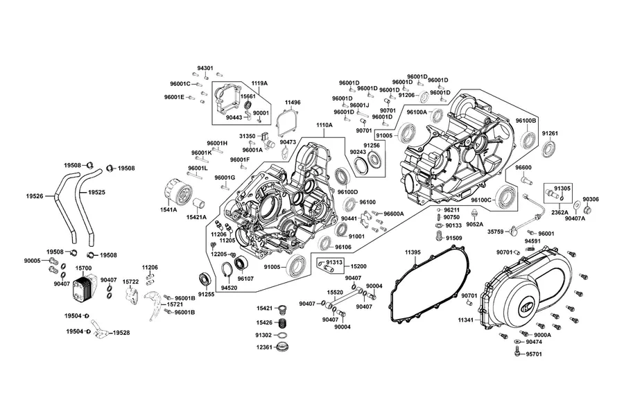 E01 Crank Case parts diagram