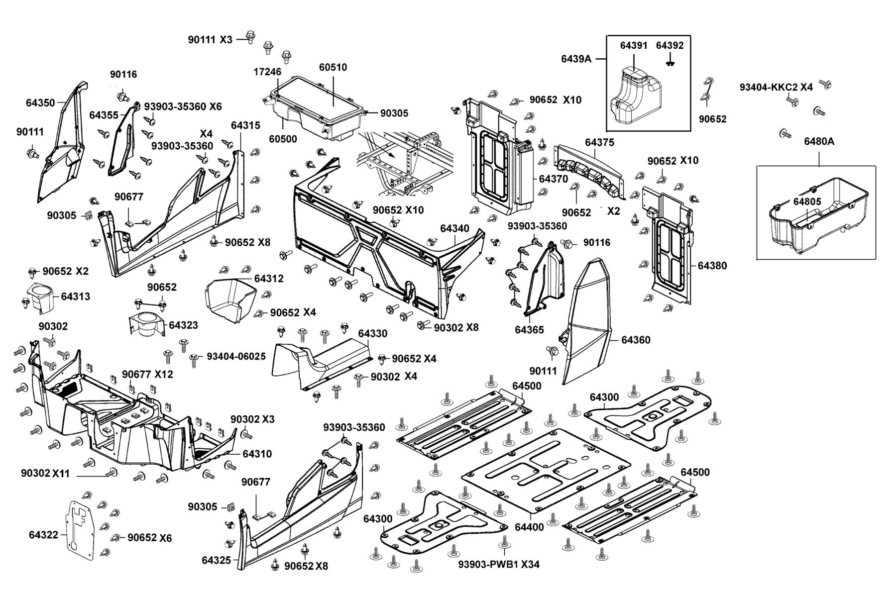 UXV 450i LE(2018) Floor Panel●Box Assy Luggage parts diagram