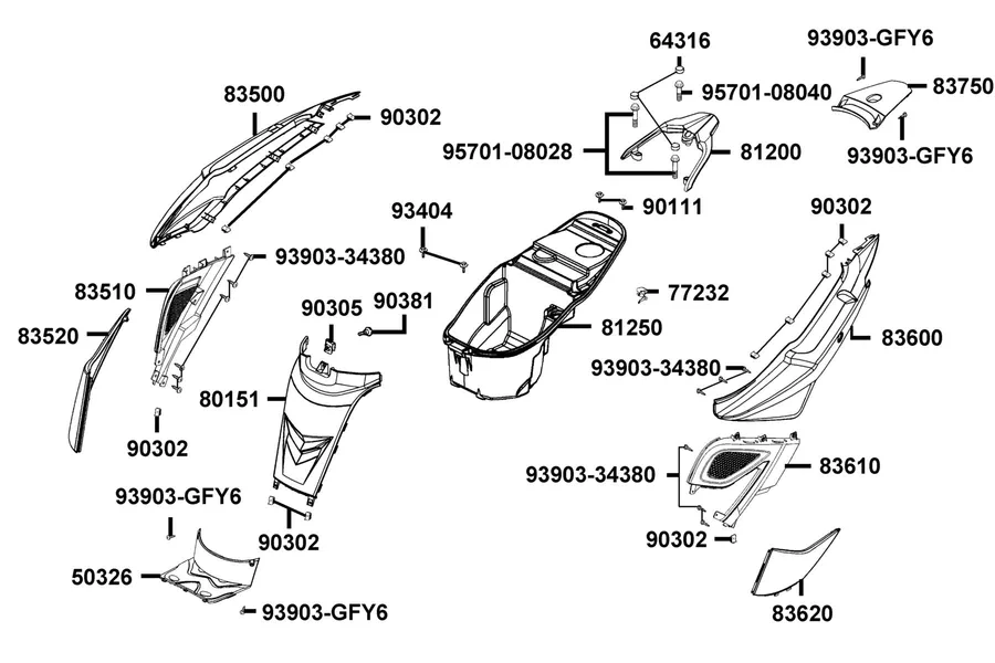 F12 Body Cover and Luggage Box parts diagram