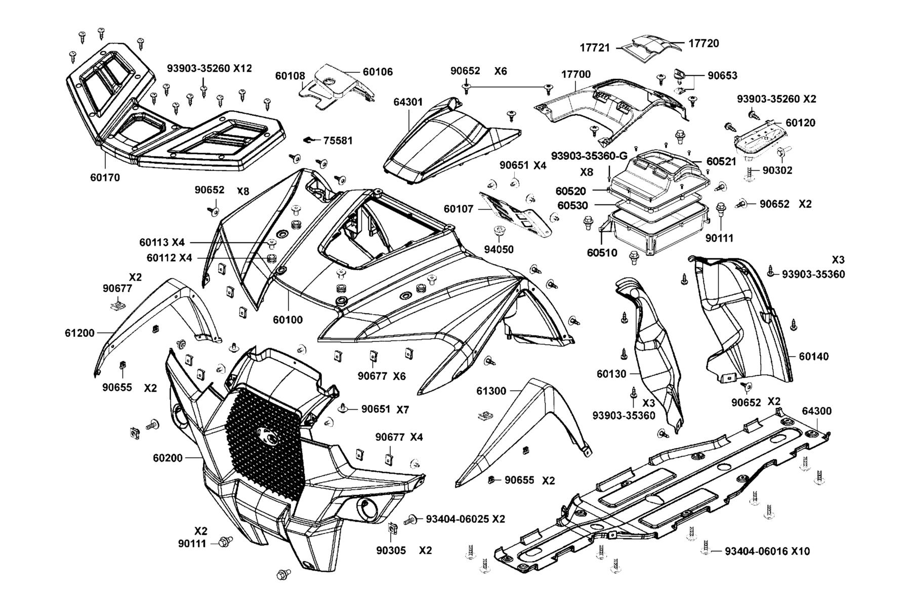 MXU 700i (2022) Fender Front parts diagram