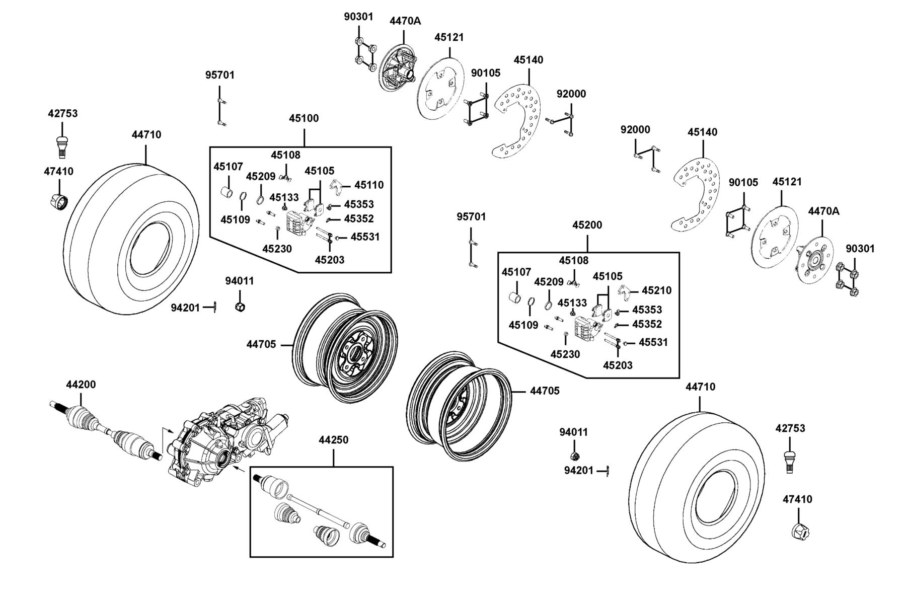 UXV 500i (2017~) Front Wheel parts diagram